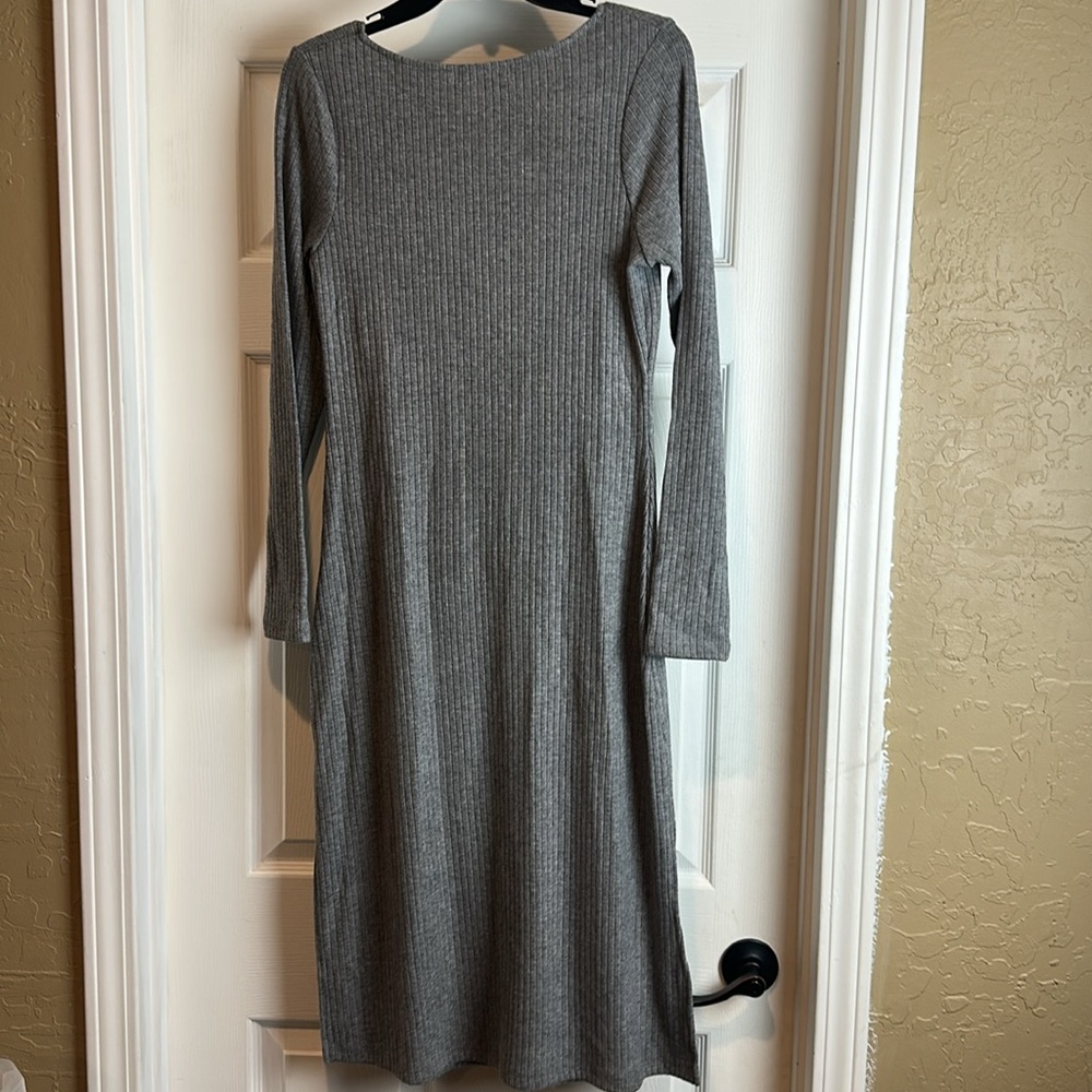 Coco+Jaimeson Long Sleeve Square Neck Rib Mid Dress